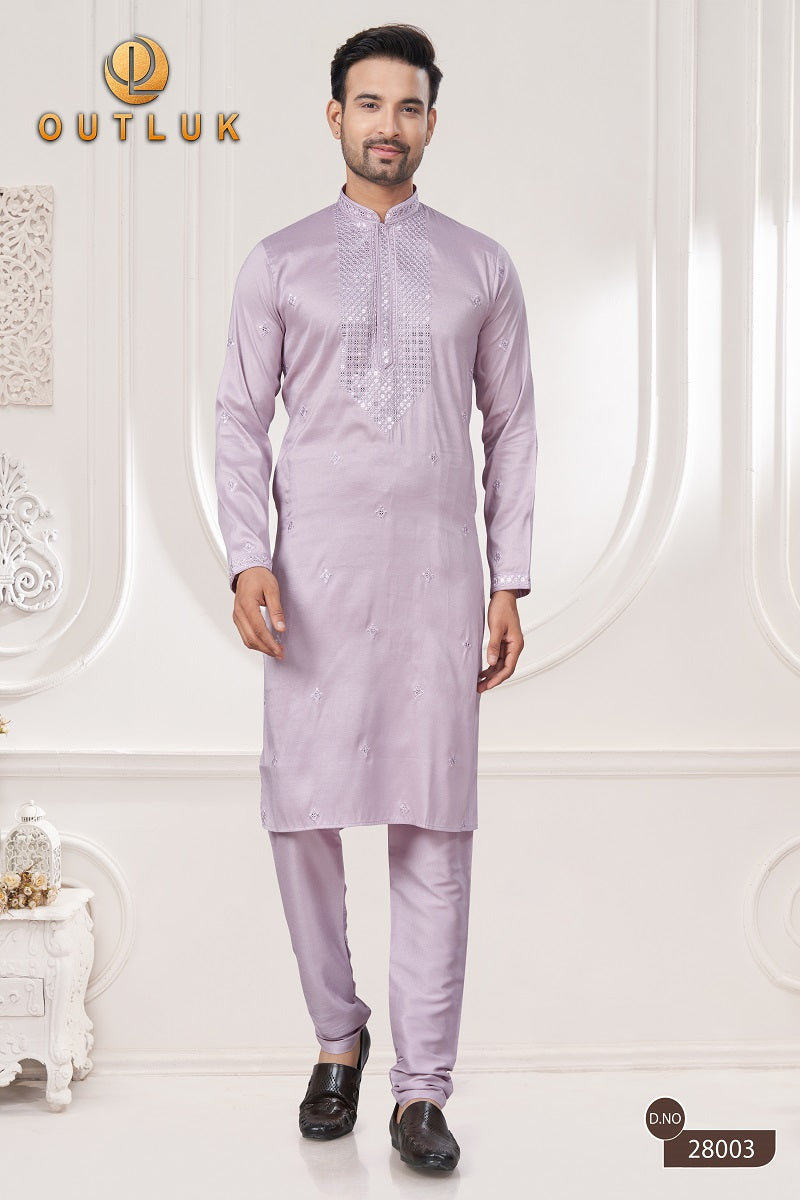 Pink Pure Silk Mens Kurta Pajama 28003