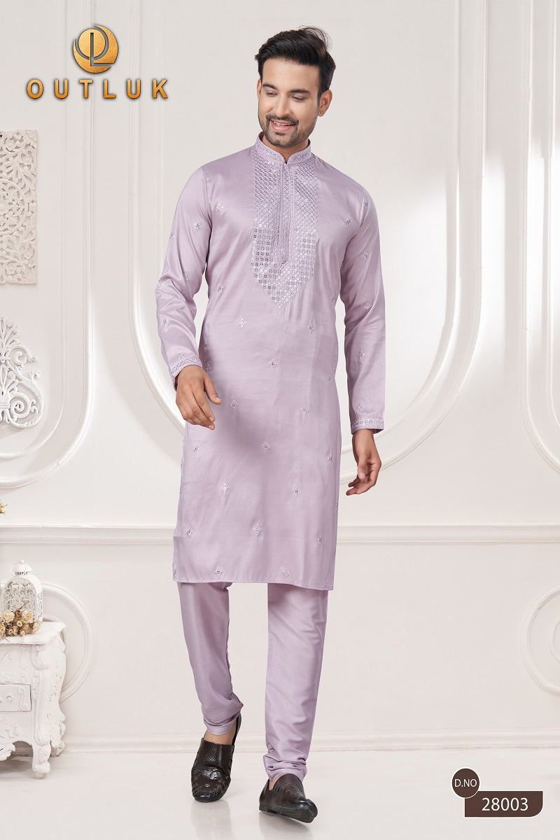 Pink Pure Silk Mens Kurta Pajama 28003