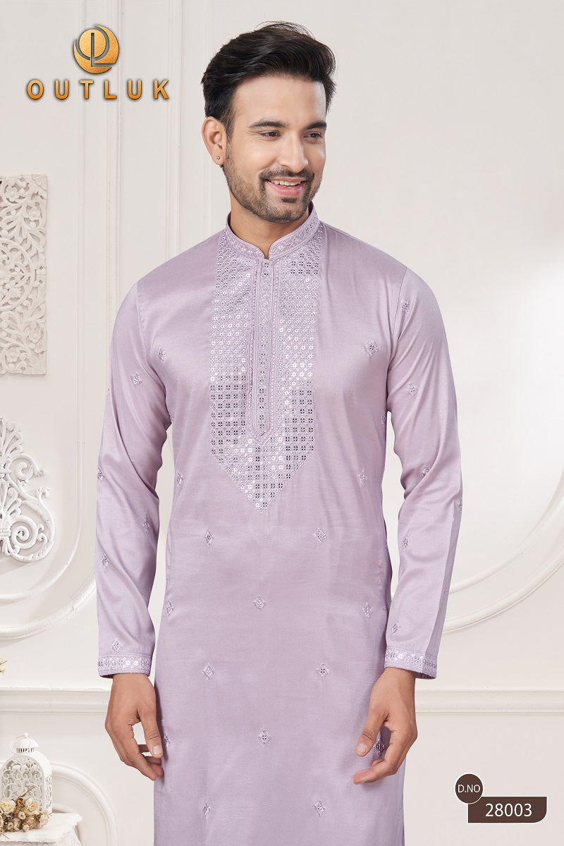 Pink Pure Silk Mens Kurta Pajama 28003