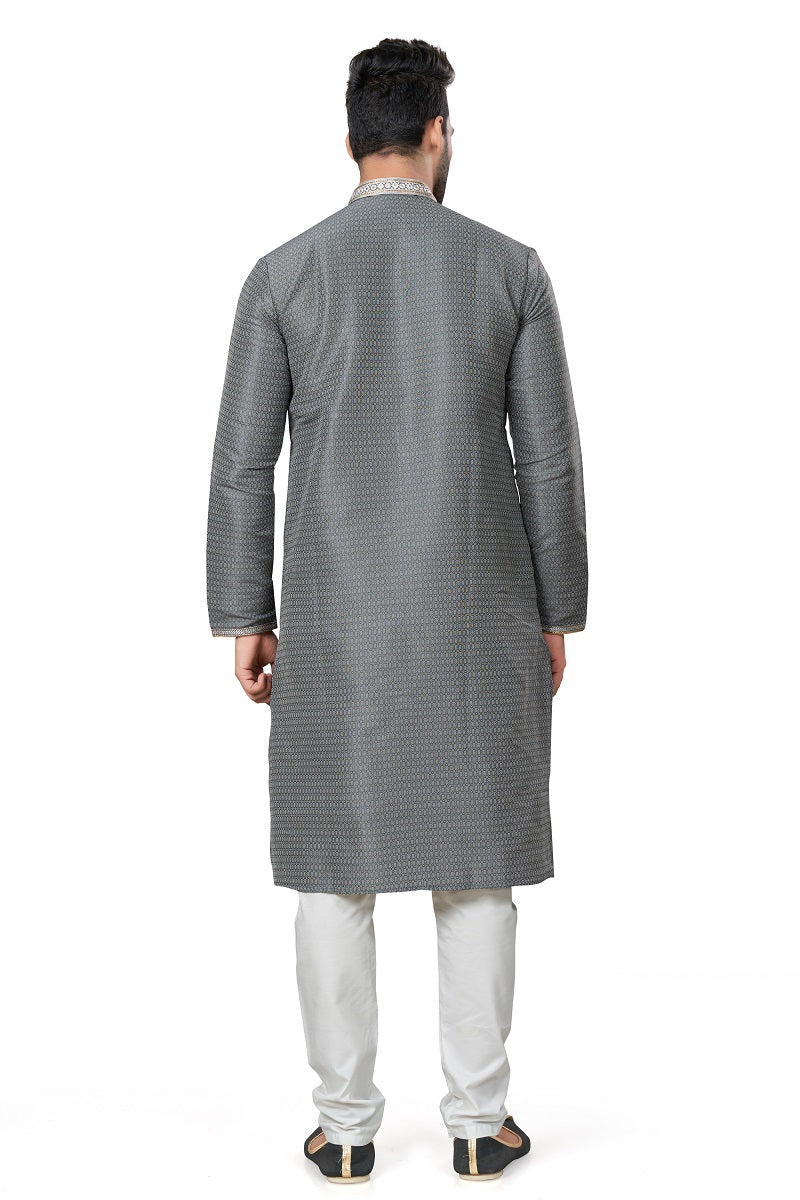 Gray Silk Mens Kurta Pajama 129002