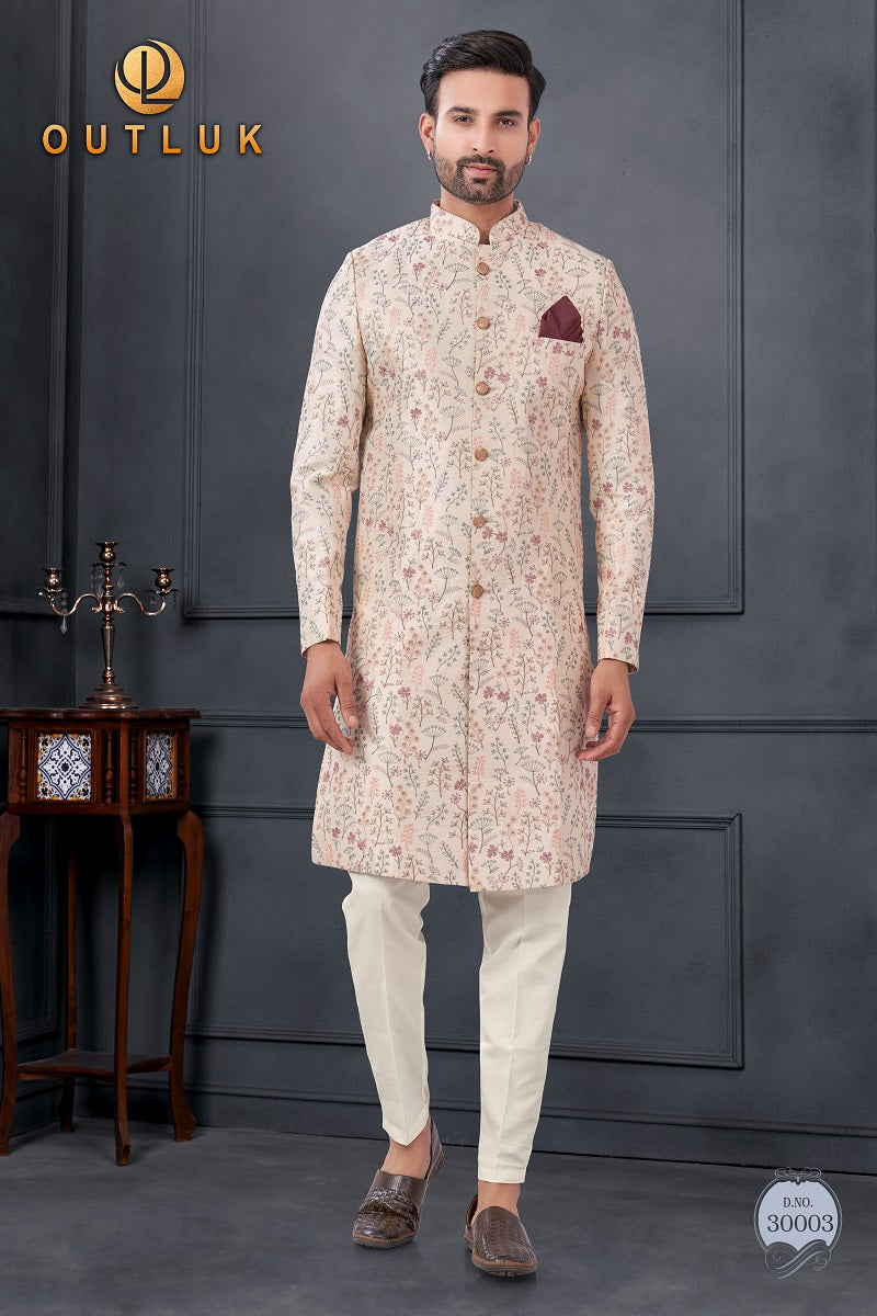 Cream Silk Mens Indo Western 30003