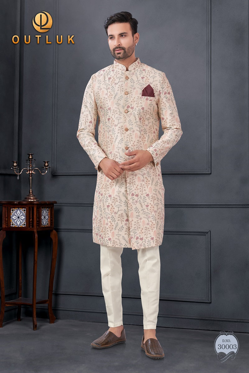 Cream Silk Mens Indo Western 30003