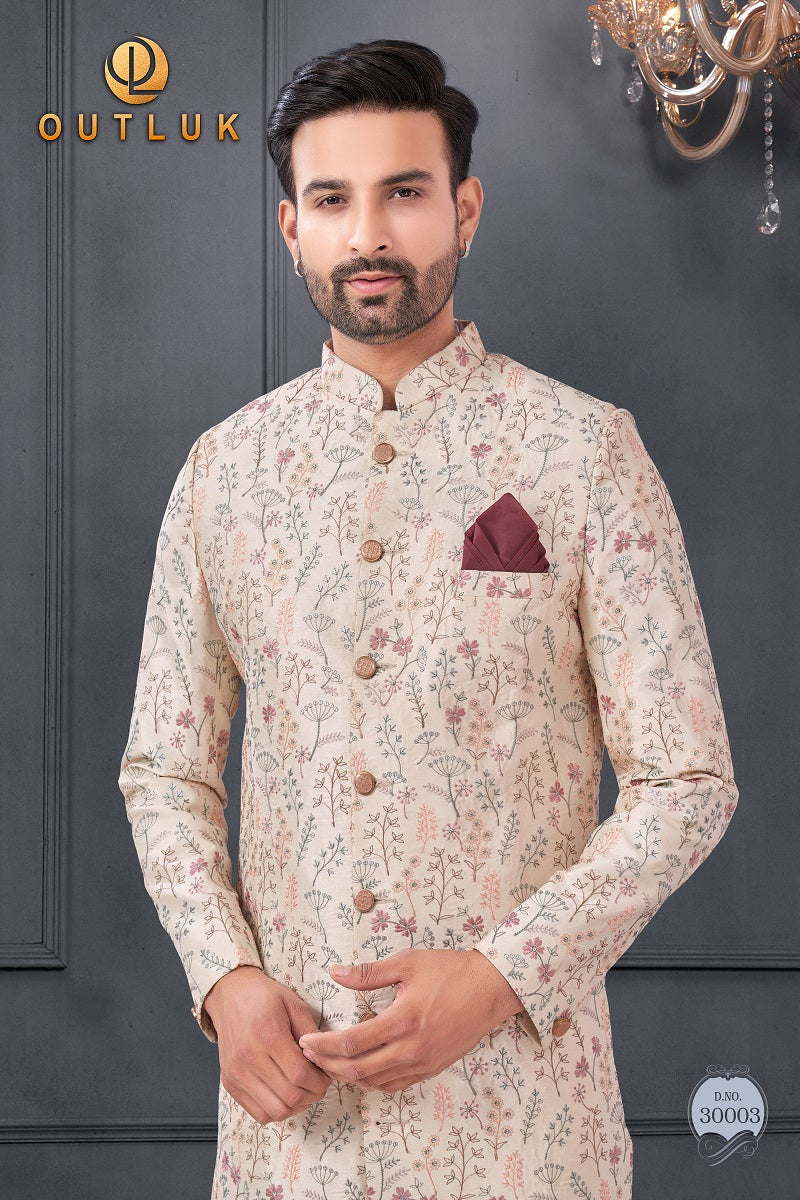 Cream Silk Mens Indo Western 30003