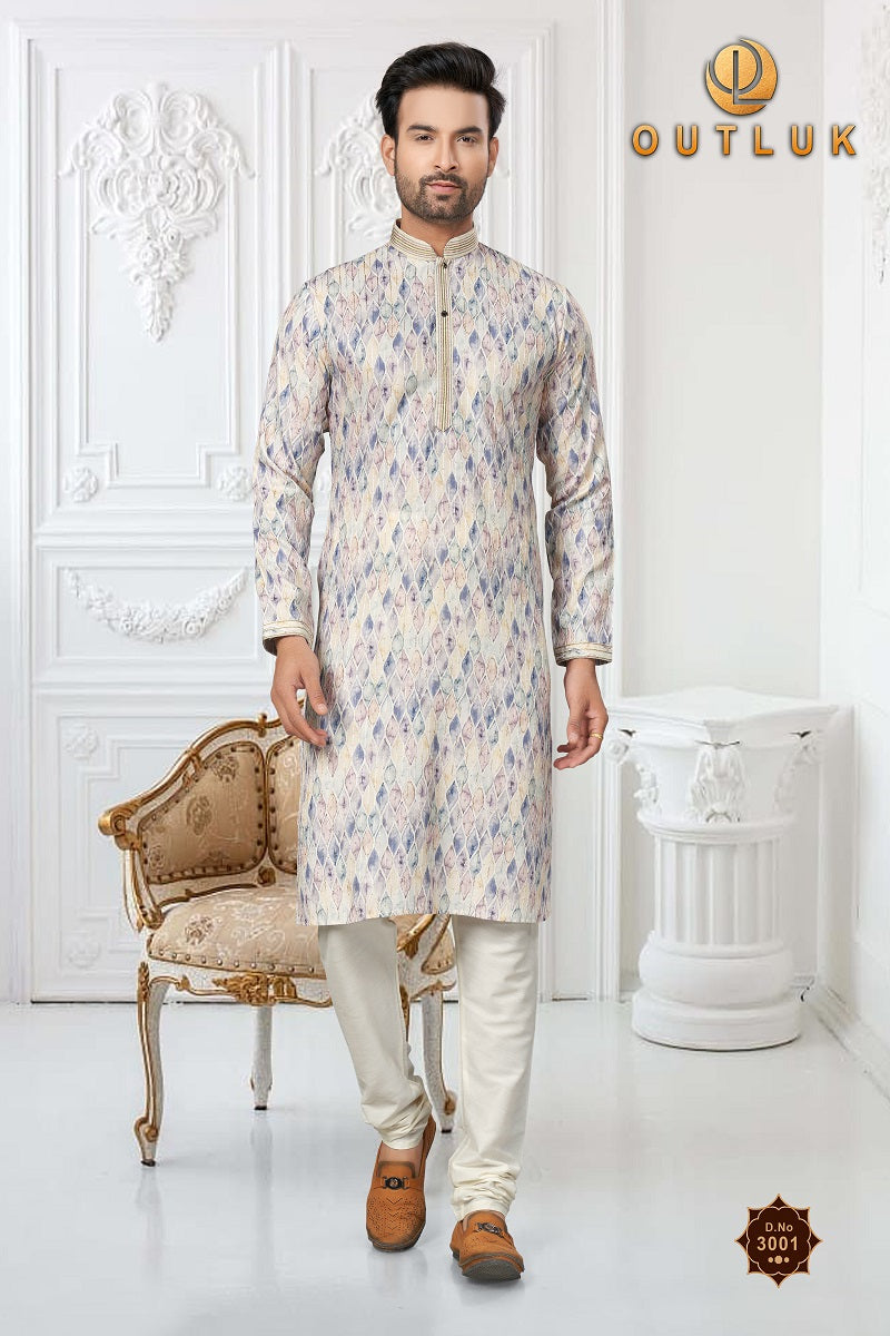 White Cotton Mens Kurta Pajama 3001