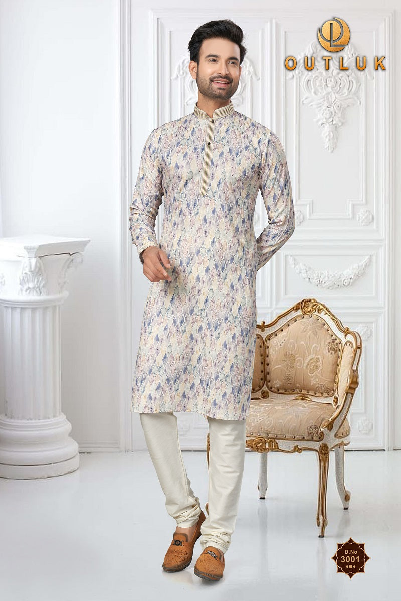 White Cotton Mens Kurta Pajama 3001