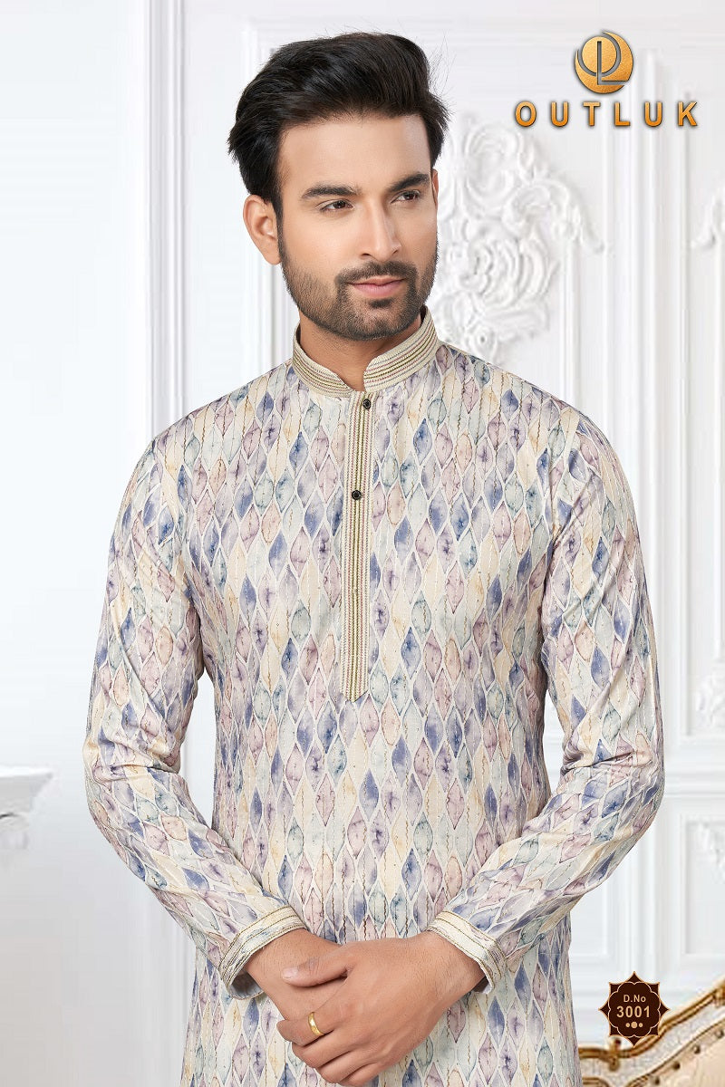 White Cotton Mens Kurta Pajama 3001