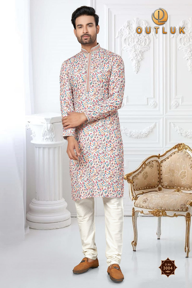 Multi Cotton Mens Kurta Pajama 3004