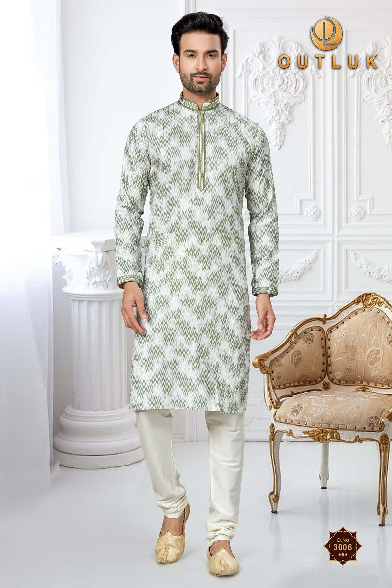 Mehendi Cotton Mens Kurta Pajama 3006