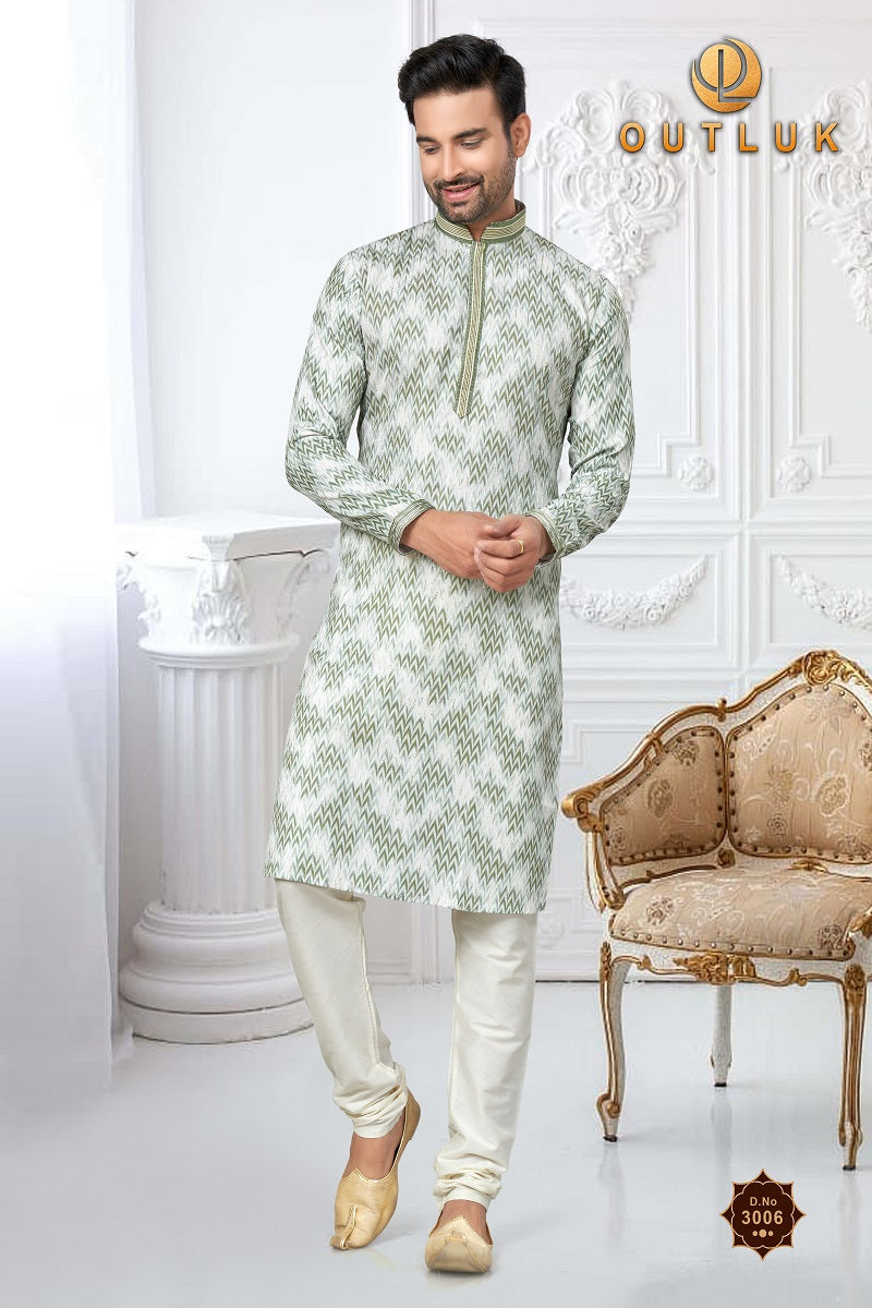 Mehendi Cotton Mens Kurta Pajama 3006