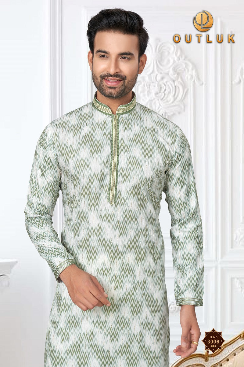 Mehendi Cotton Mens Kurta Pajama 3006