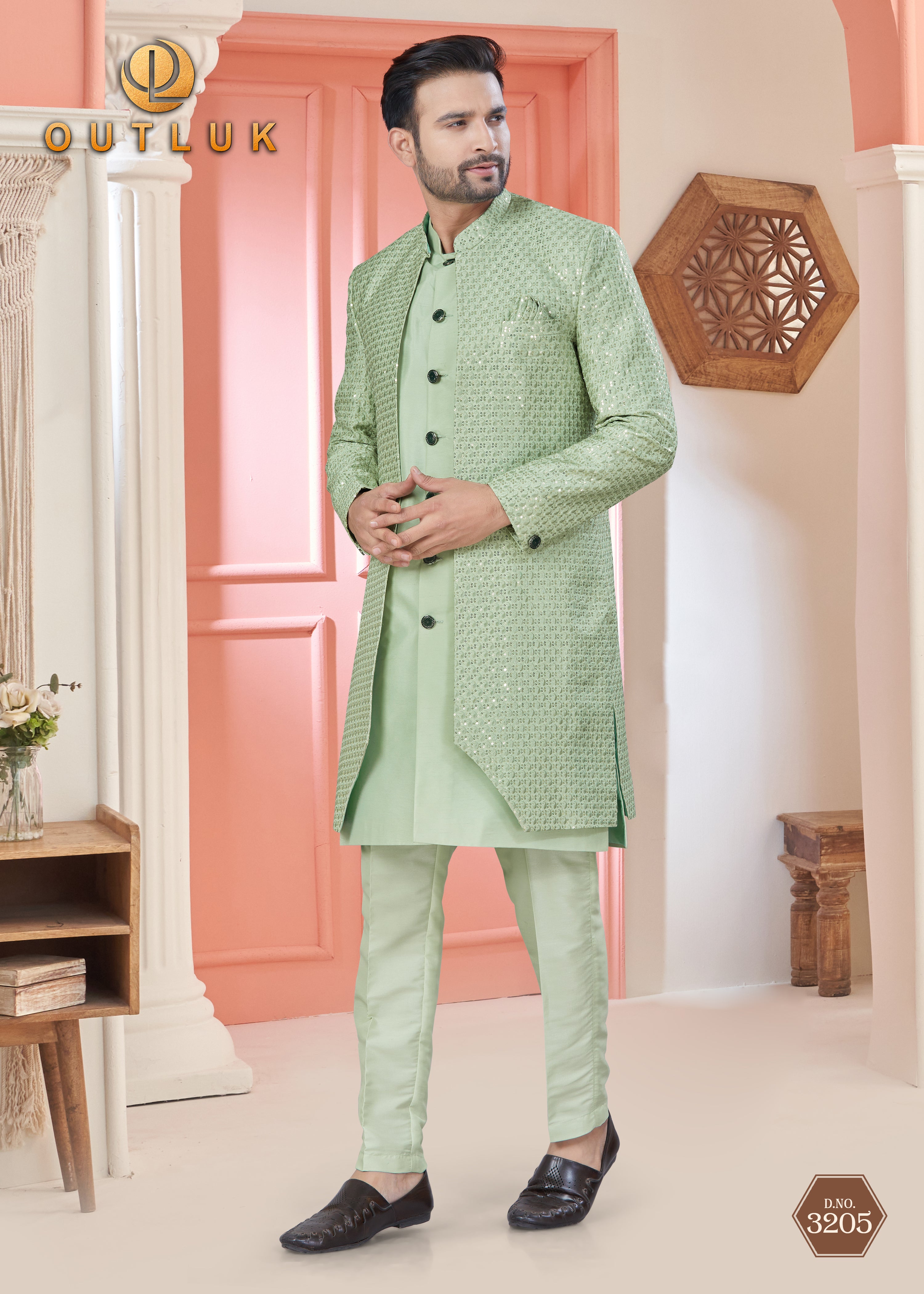 Pista Art Silk Mens Indo Western 3205