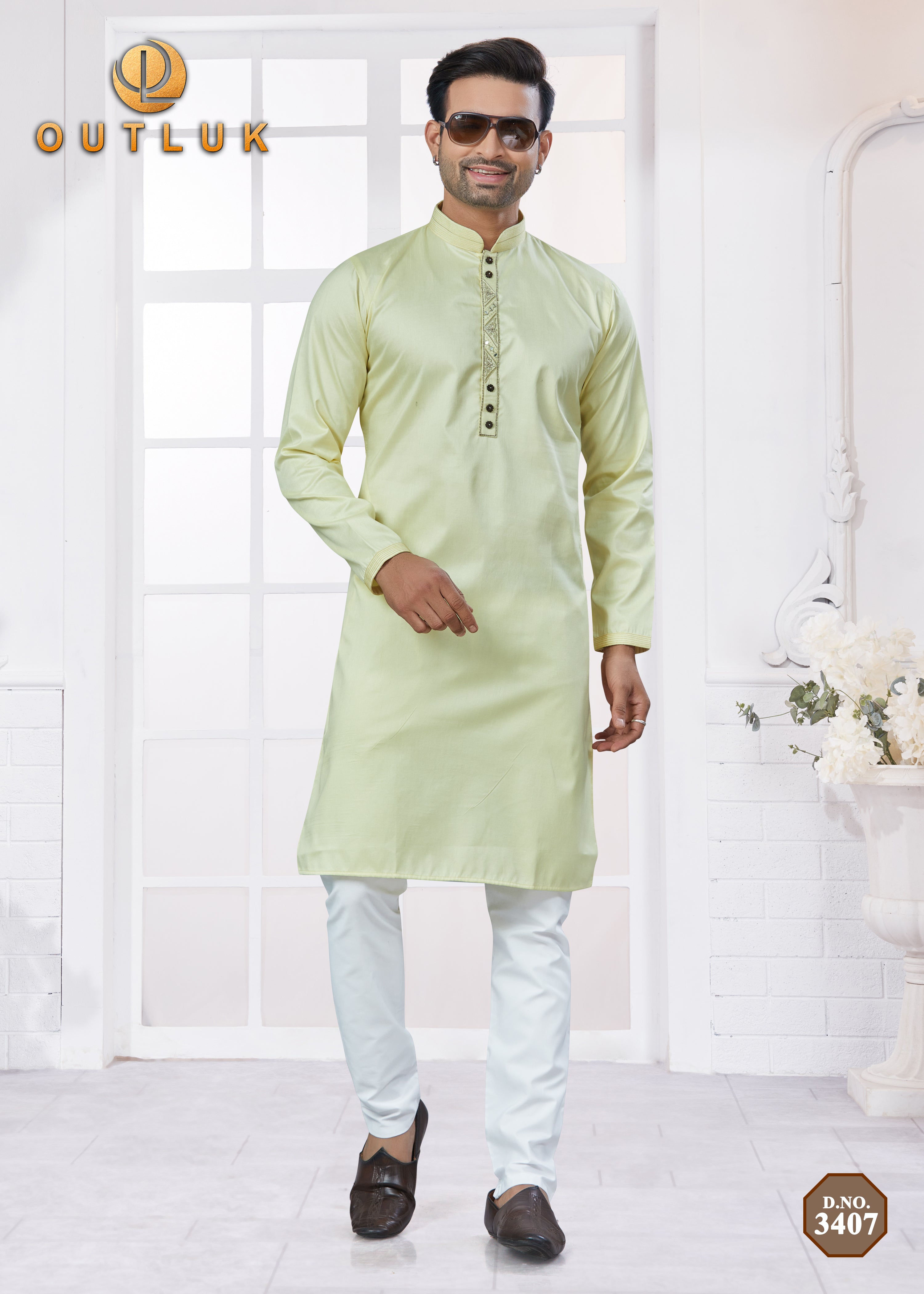 Pista Cotton Mens Kurta Pajama 3407