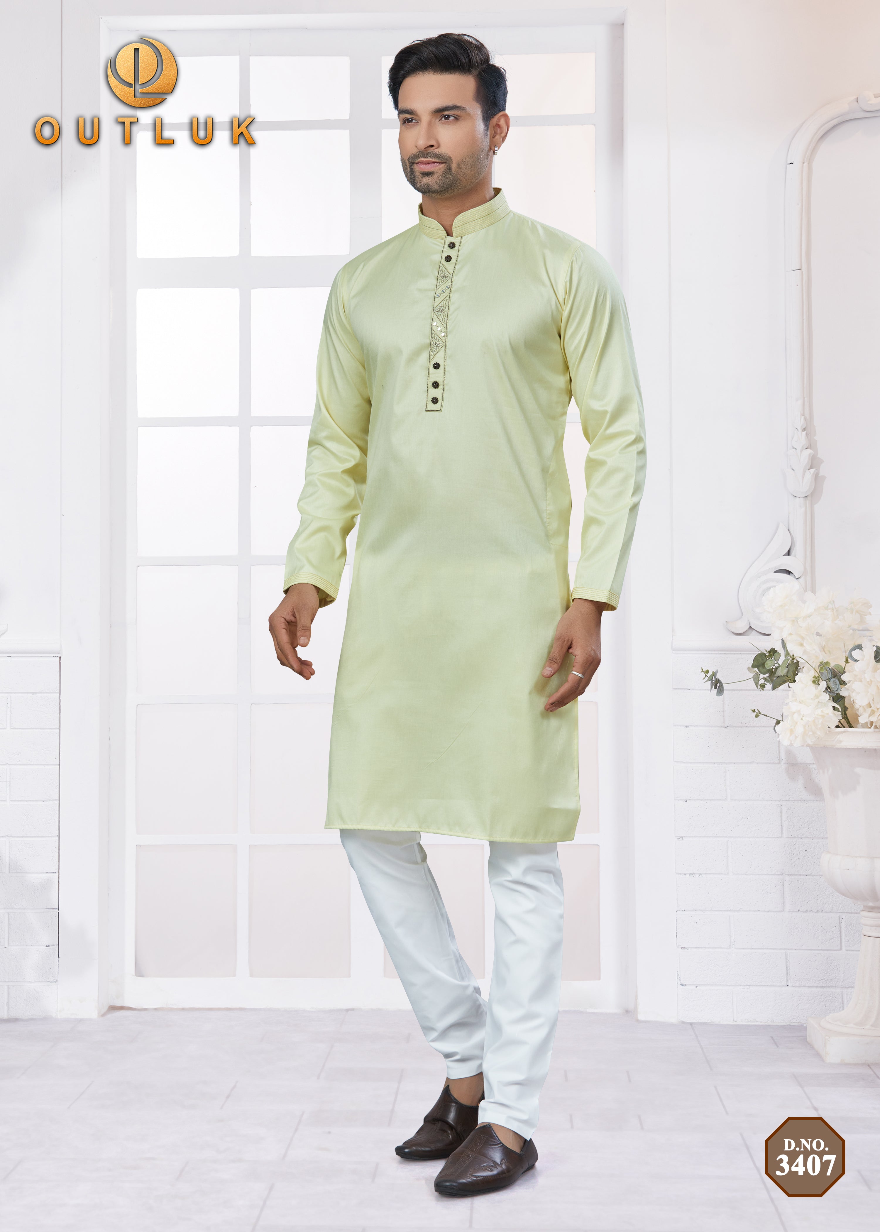 Pista Cotton Mens Kurta Pajama 3407