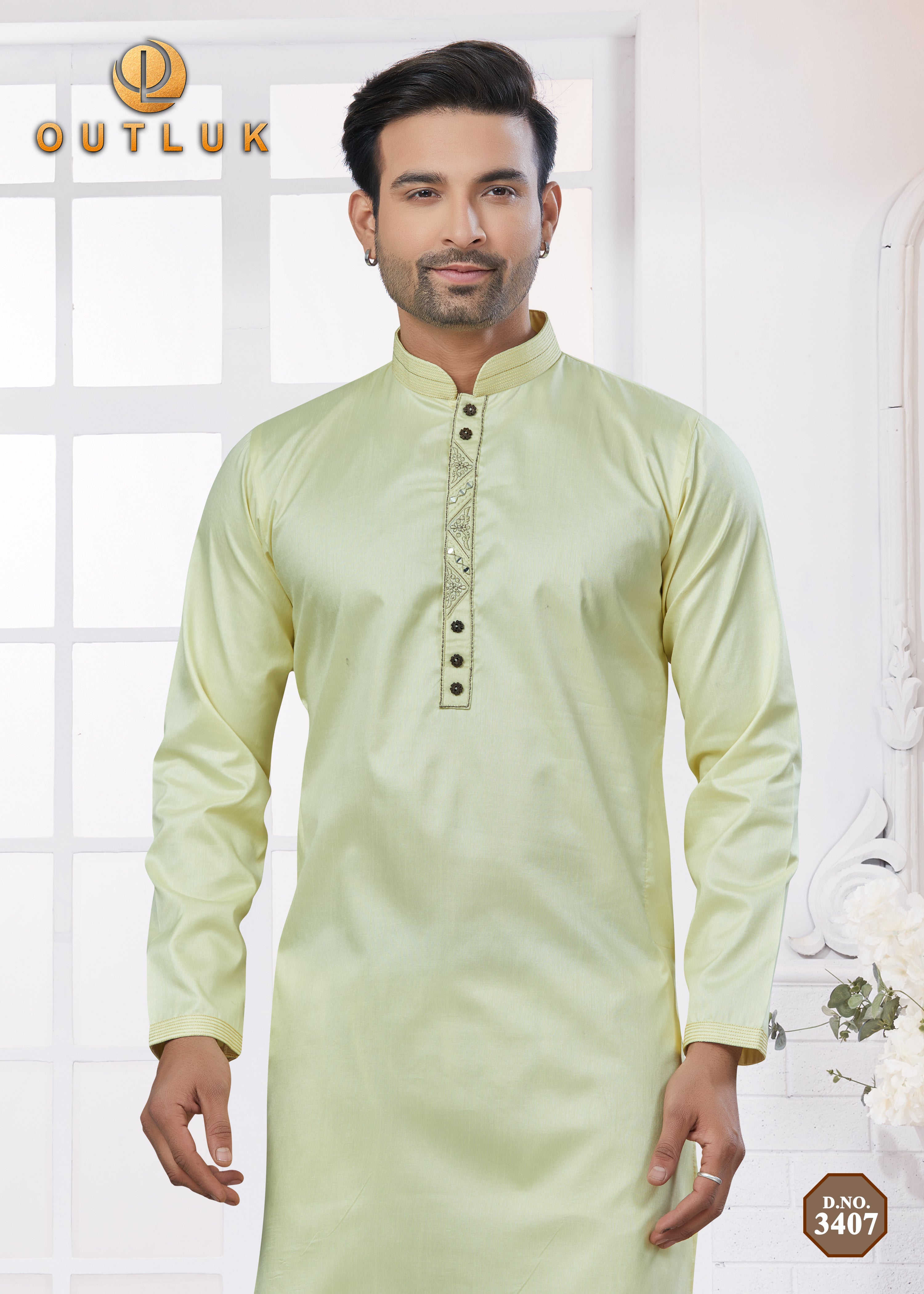 Pista Cotton Mens Kurta Pajama 3407