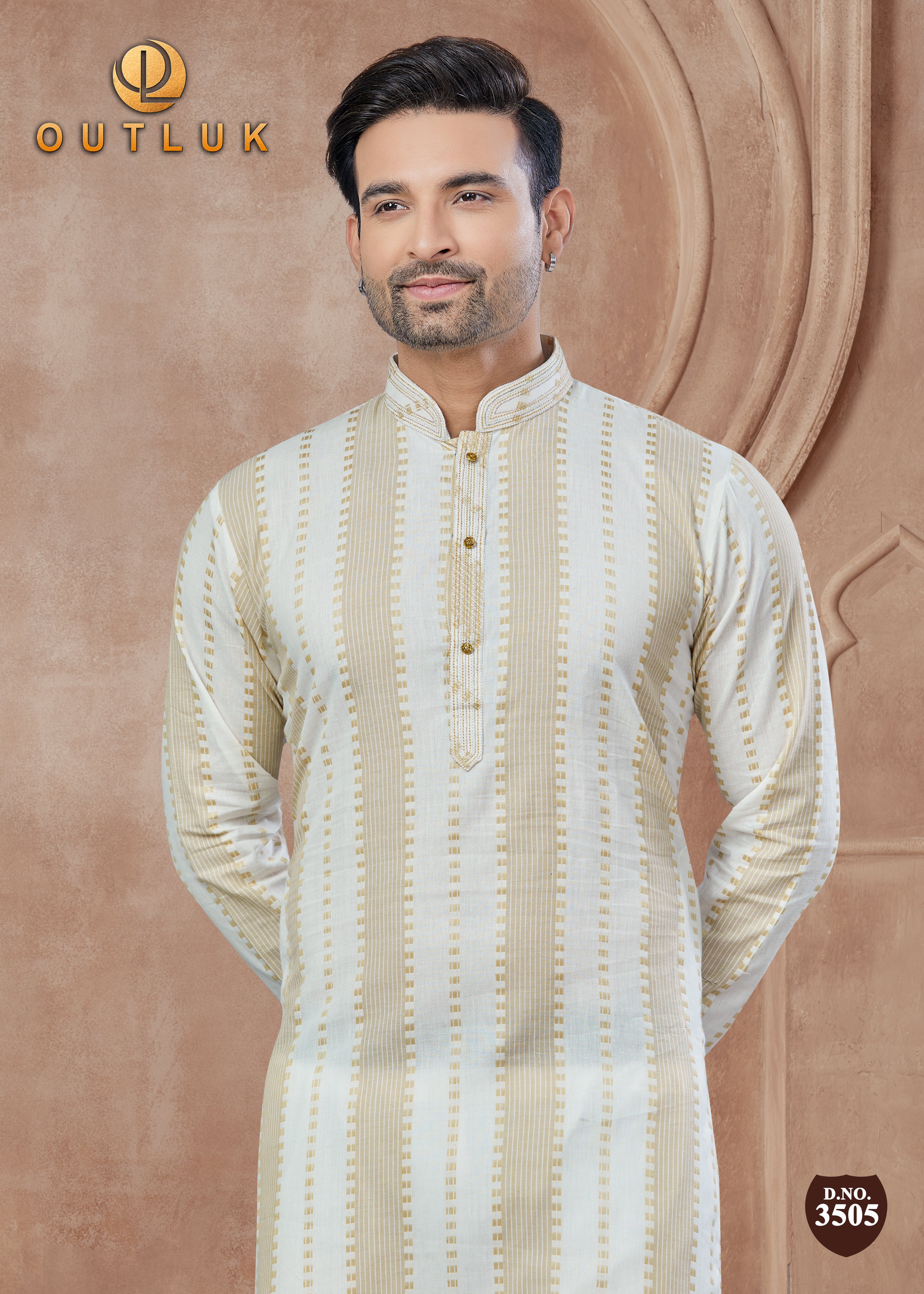 Cream Cotton Mens Kurta Pajama 3505