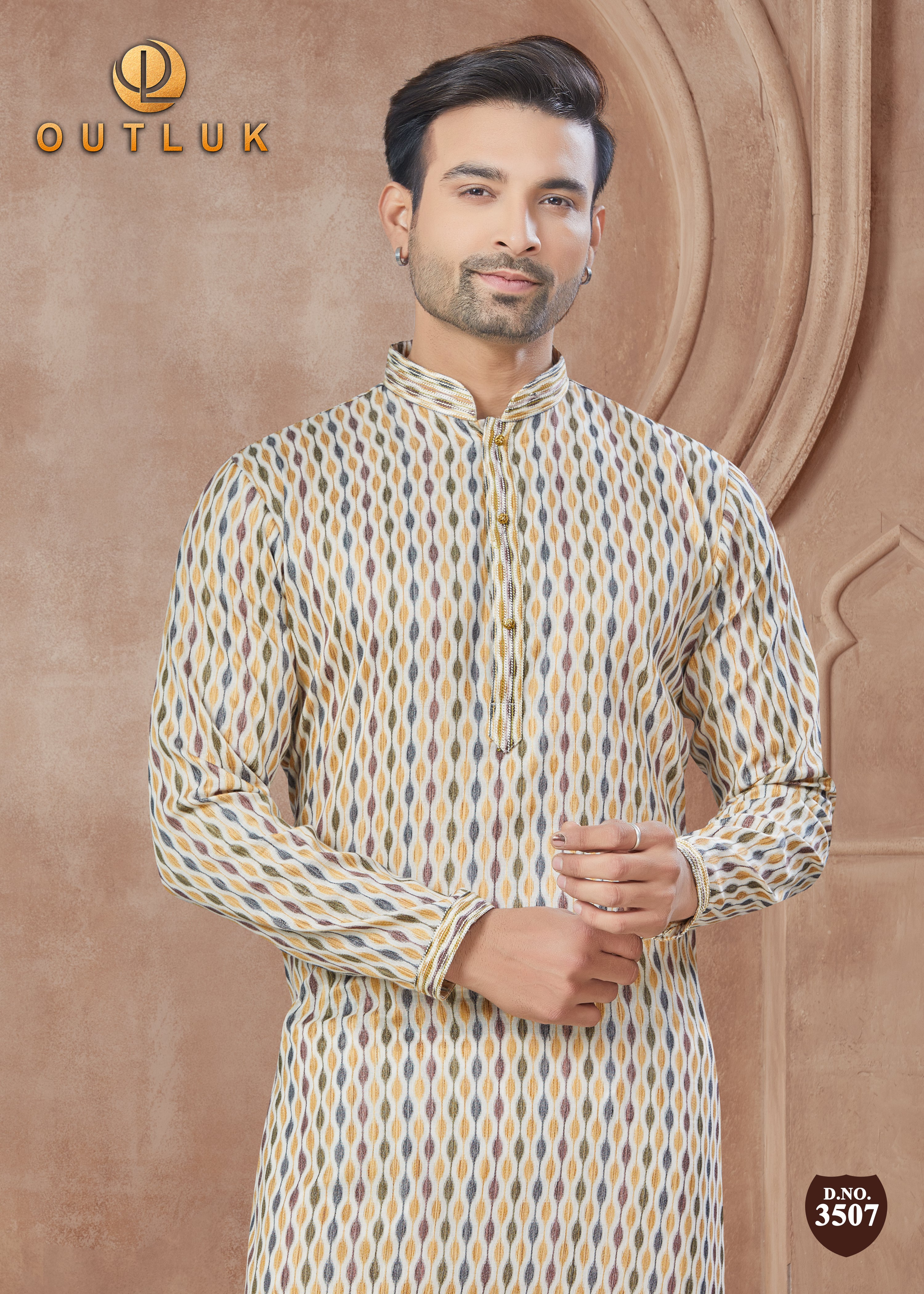 Cream Cotton Mens Kurta Pajama 3507
