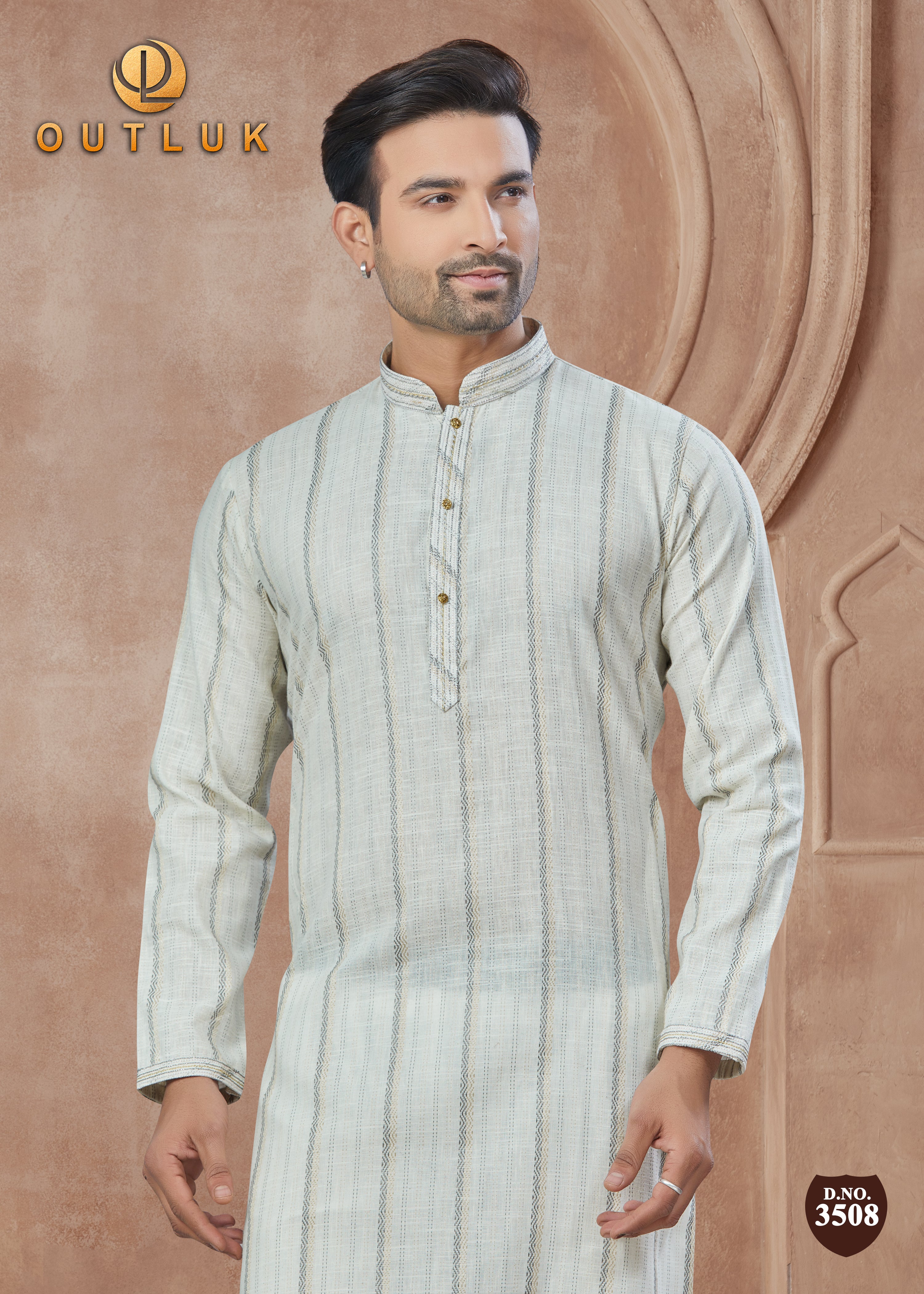 Cream Cotton Mens Kurta Pajama 3508