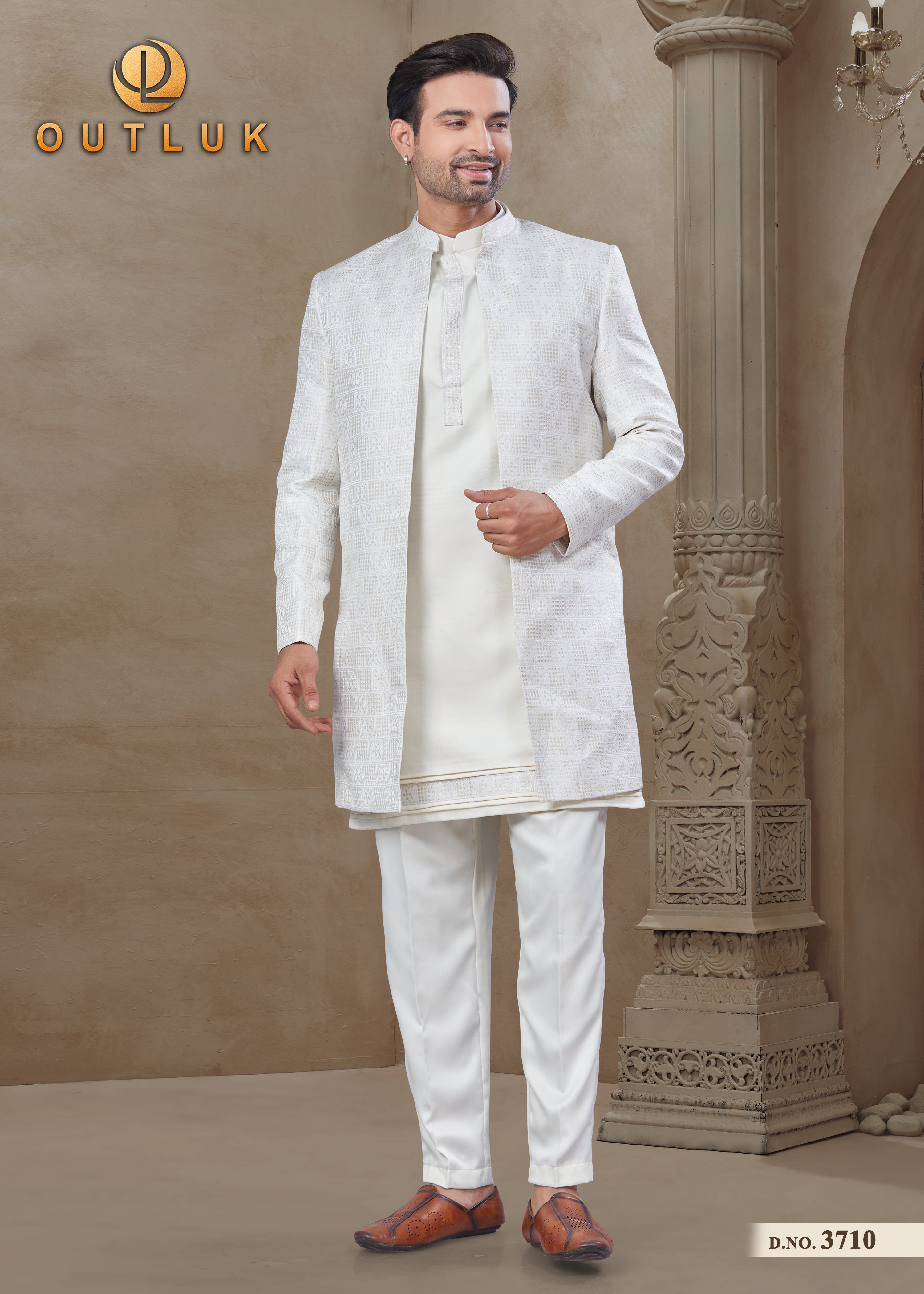 white silk mens indo western 3710