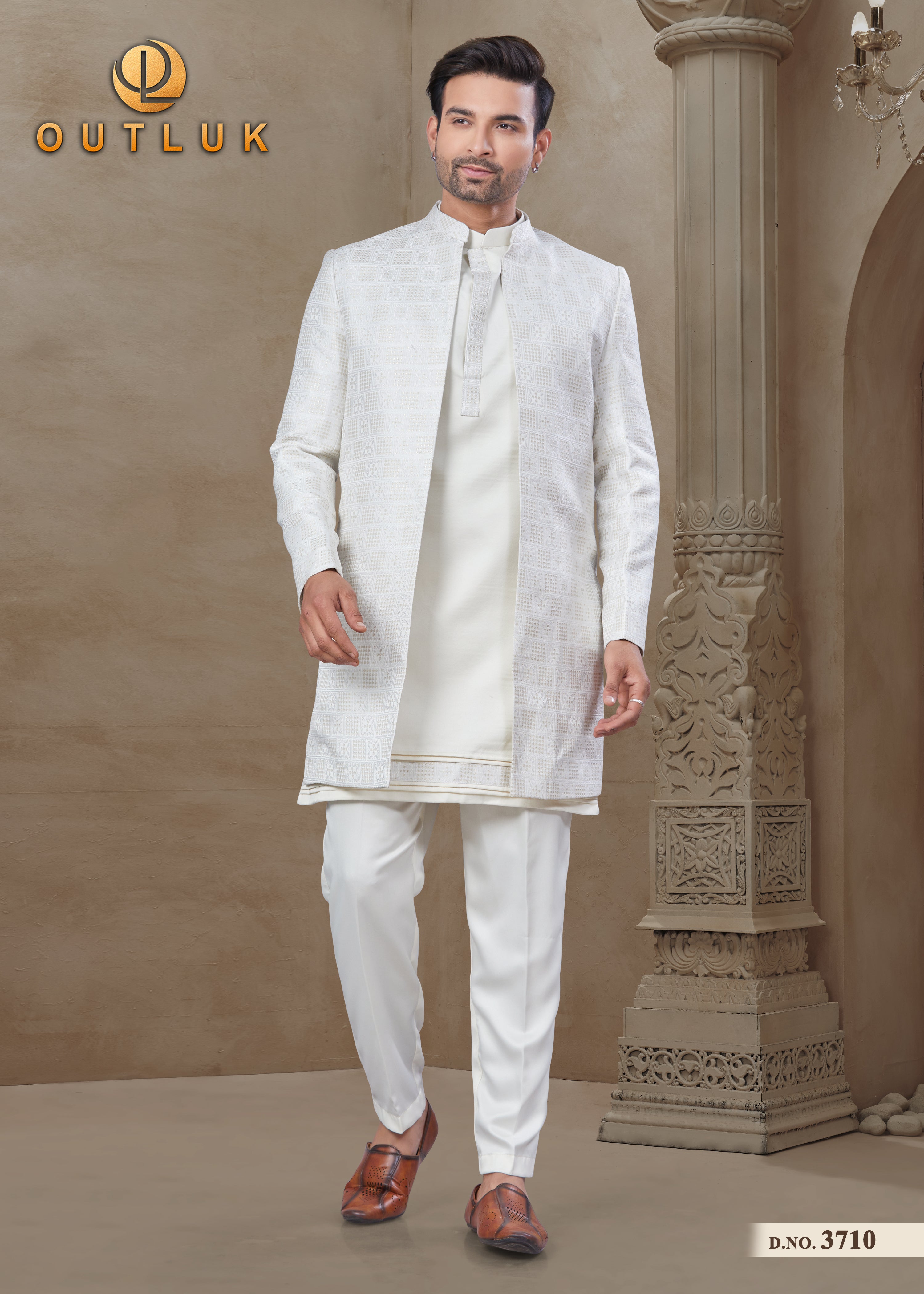 white silk mens indo western 3710