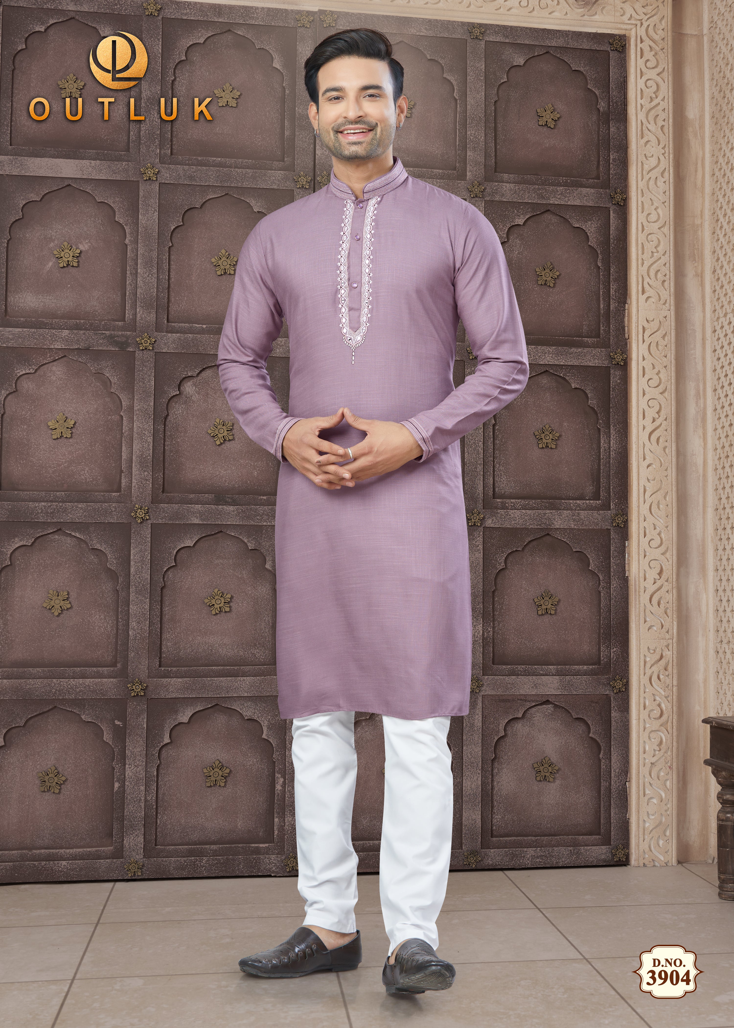 Pink Cotton Mens Kurta Pajama 3905