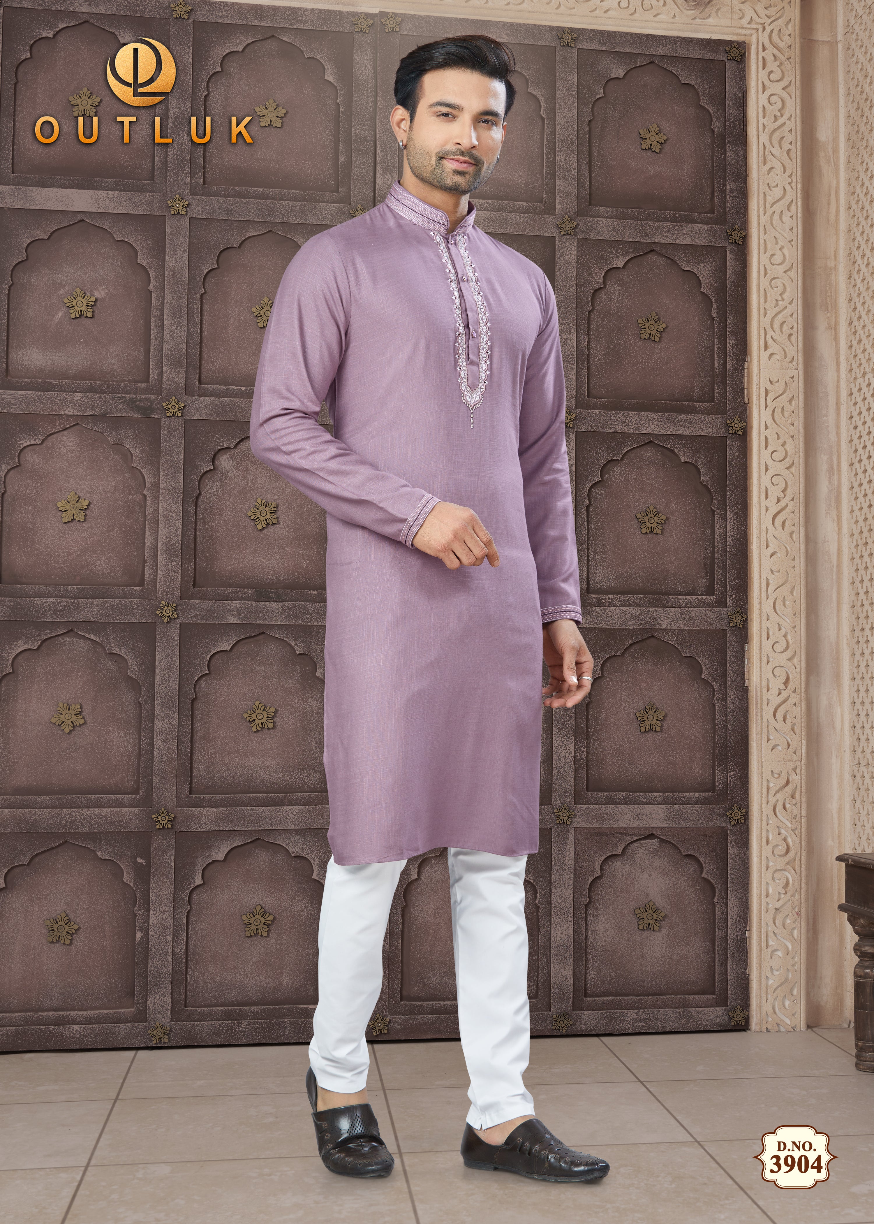 Pink Cotton Mens Kurta Pajama 3905