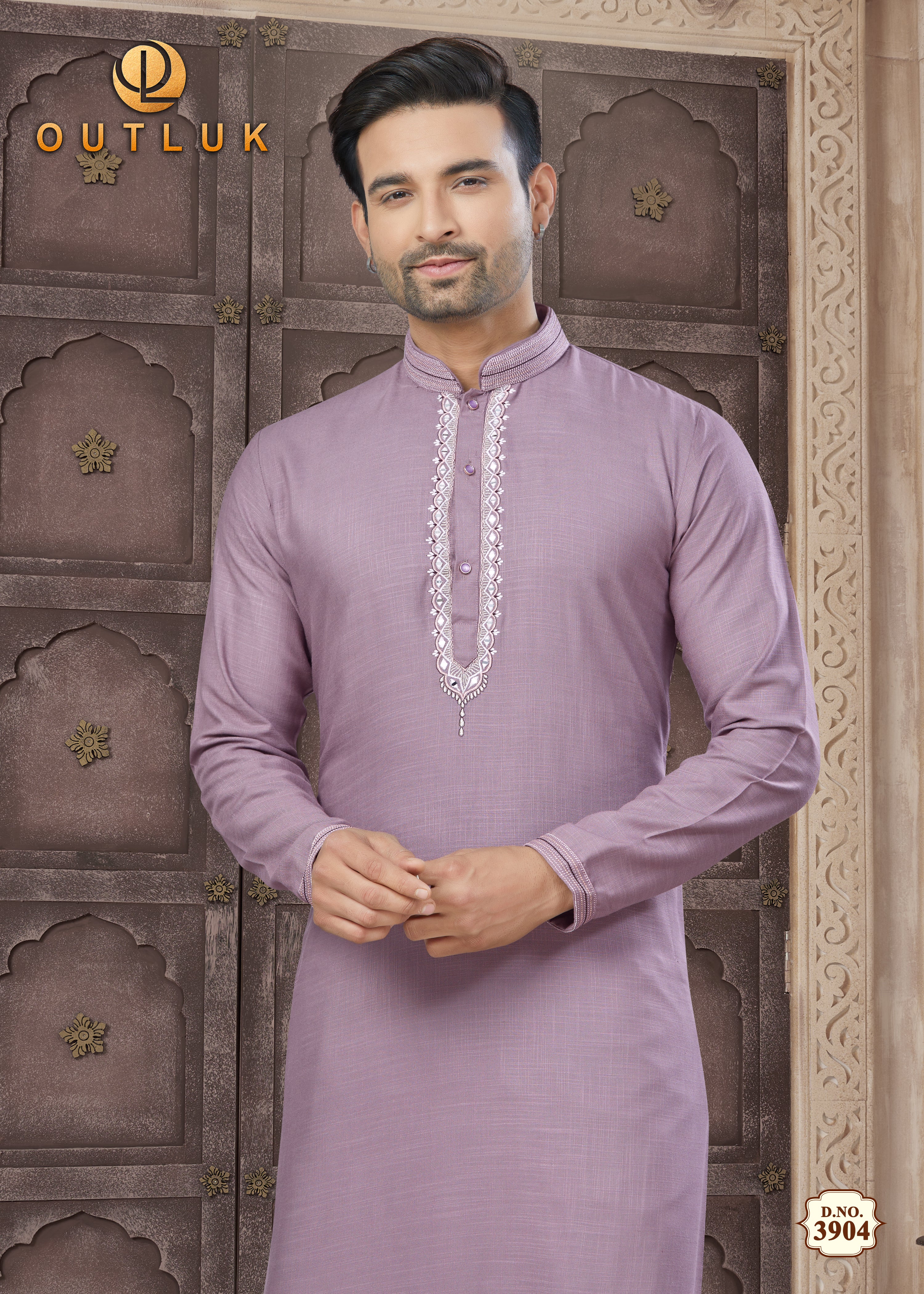 Pink Cotton Mens Kurta Pajama 3905