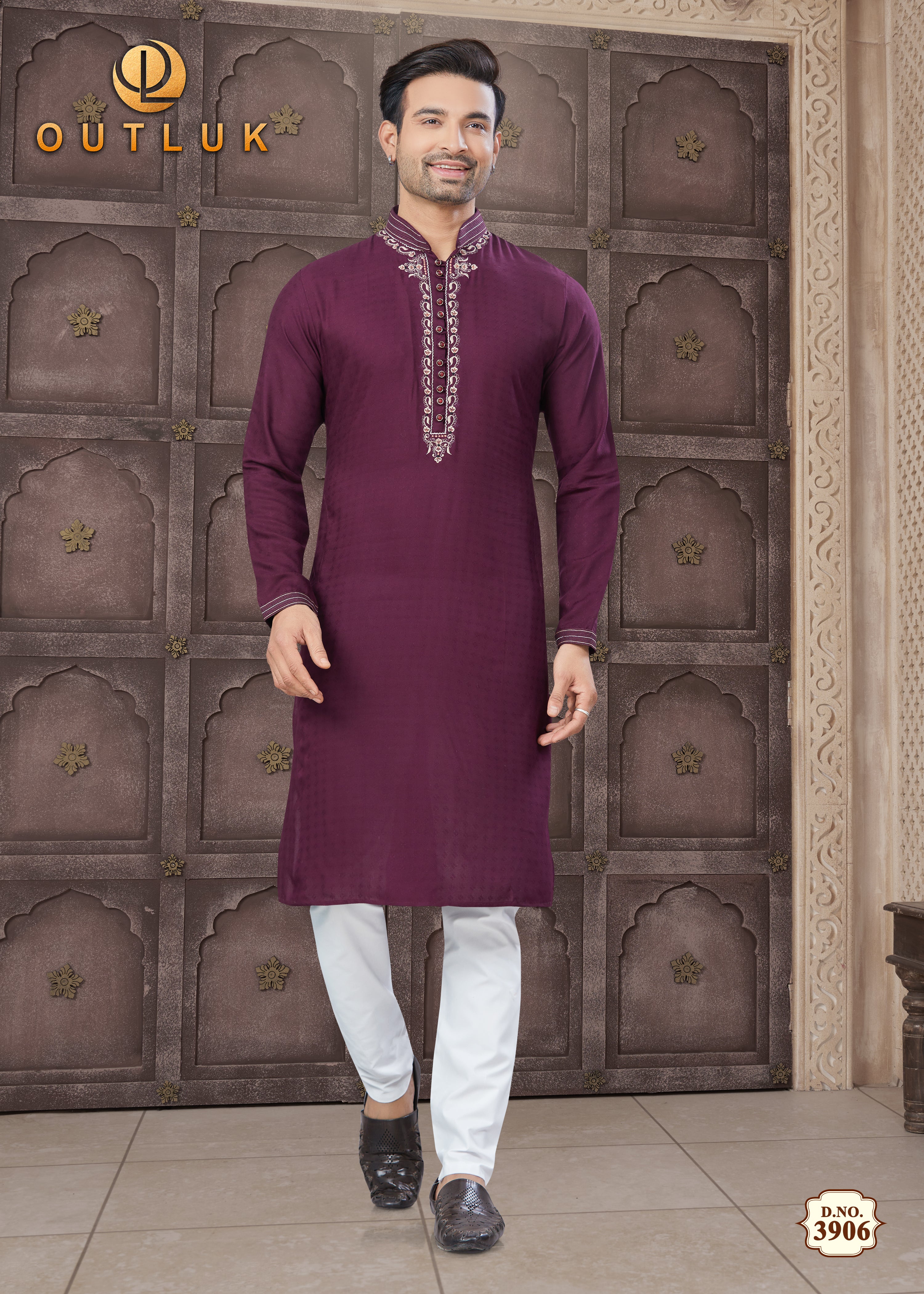 Purple Cotton Mens Kurta Pajama 3906