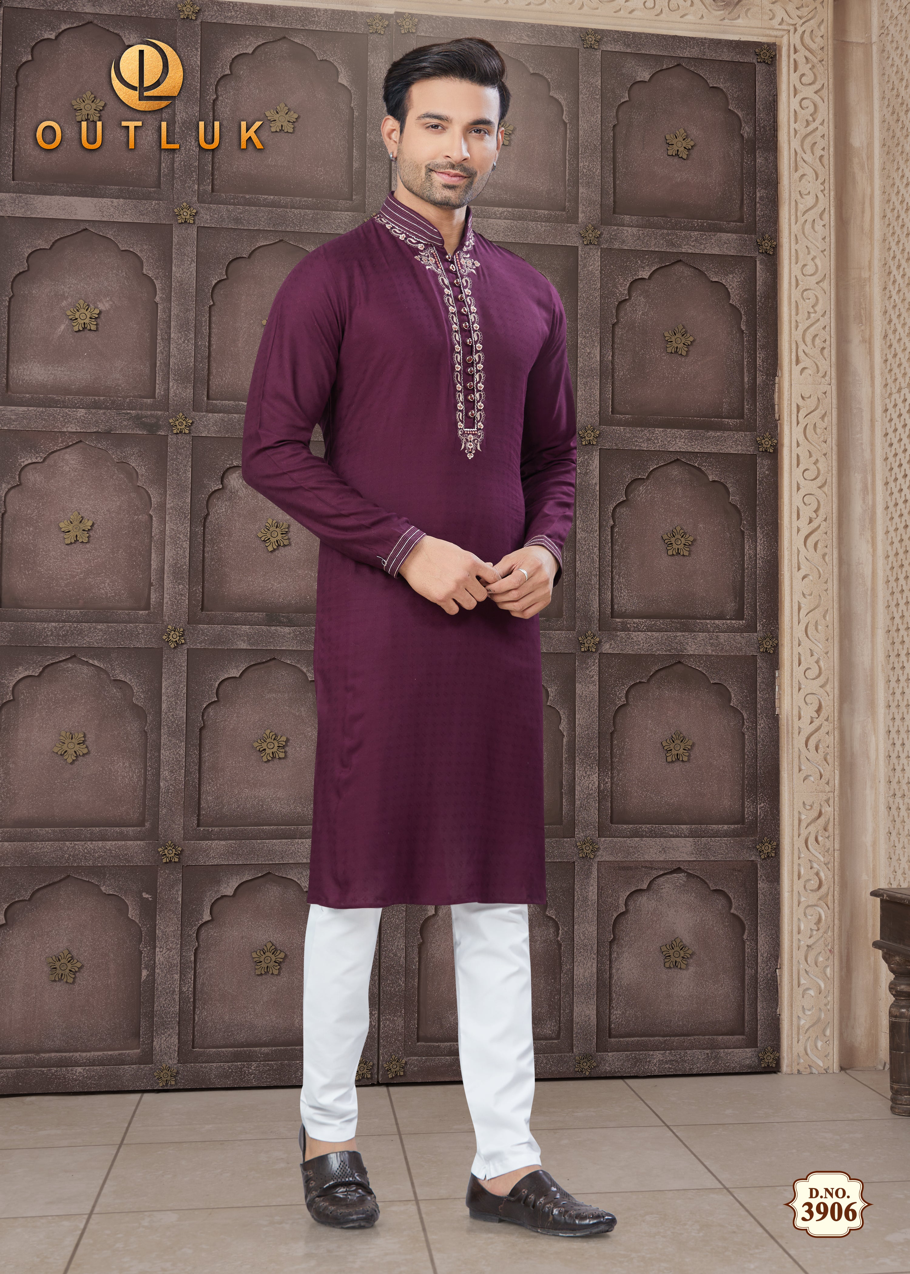 Purple Cotton Mens Kurta Pajama 3906