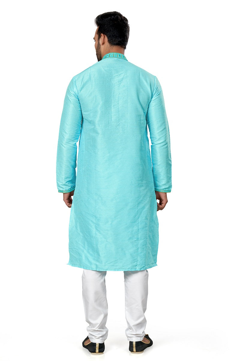 Sky Blue Silk Mens Kurta Pajama 125003