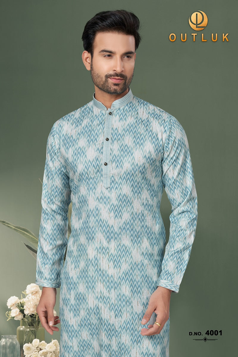 Sky Blue Cotton Mens Kurta Pajama 4001