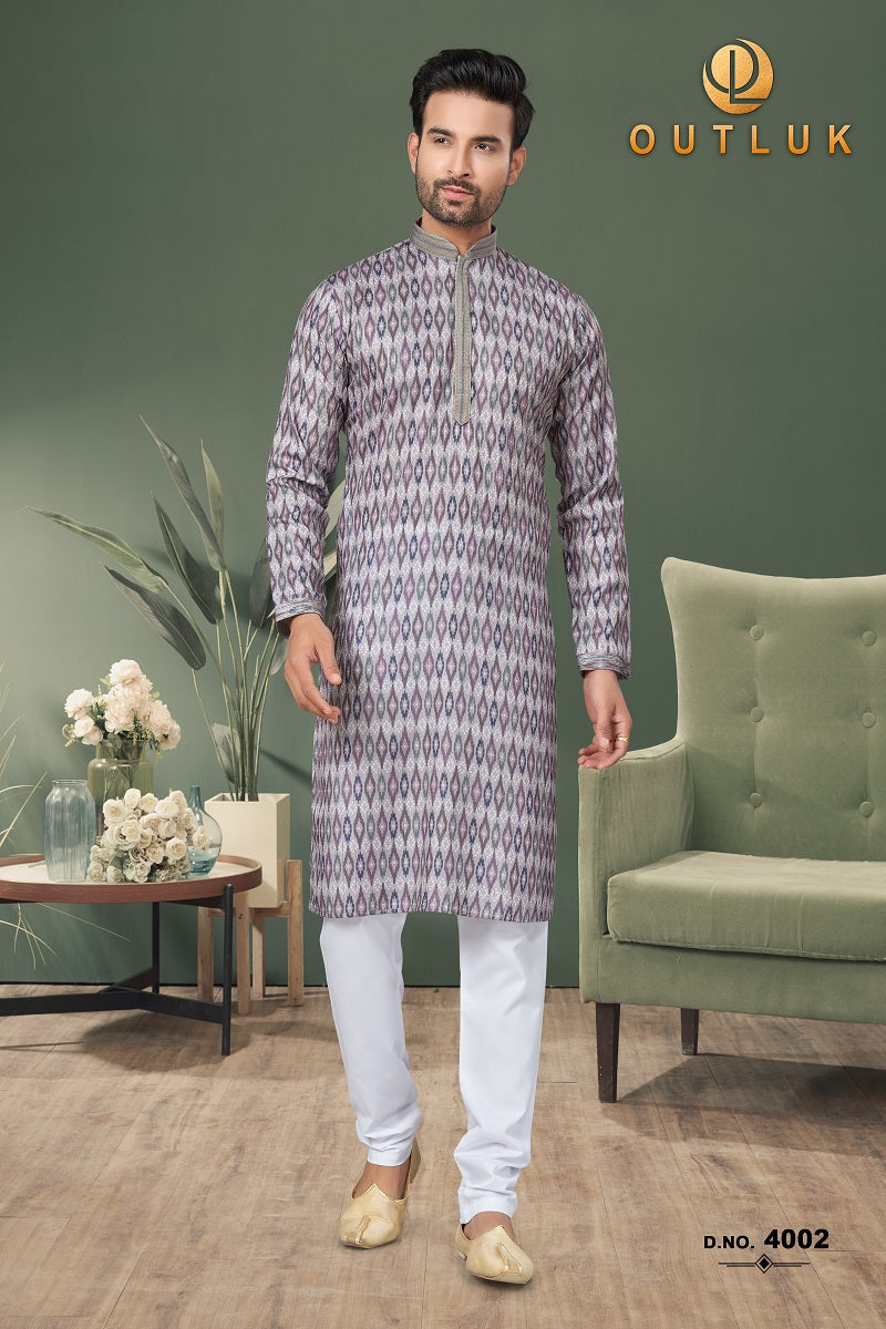 Wine Cotton Mens Kurta Pajama 4002