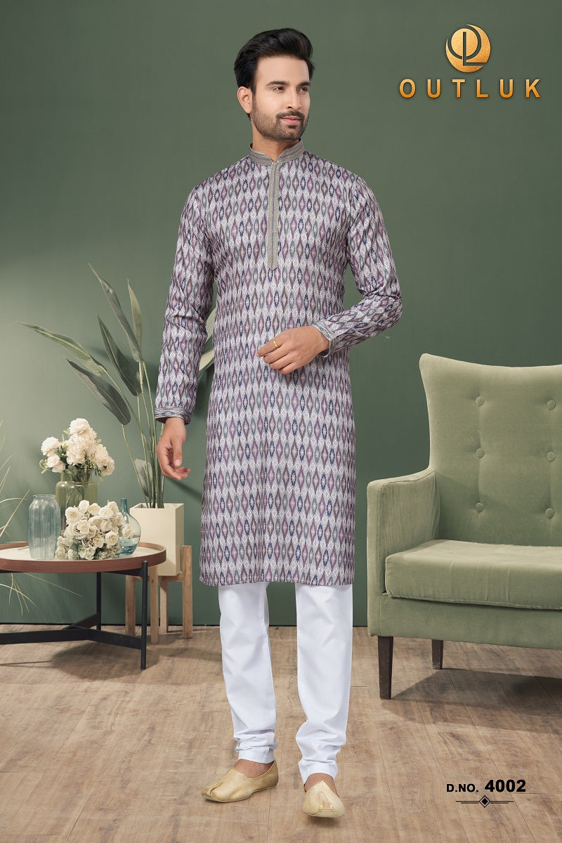 Wine Cotton Mens Kurta Pajama 4002