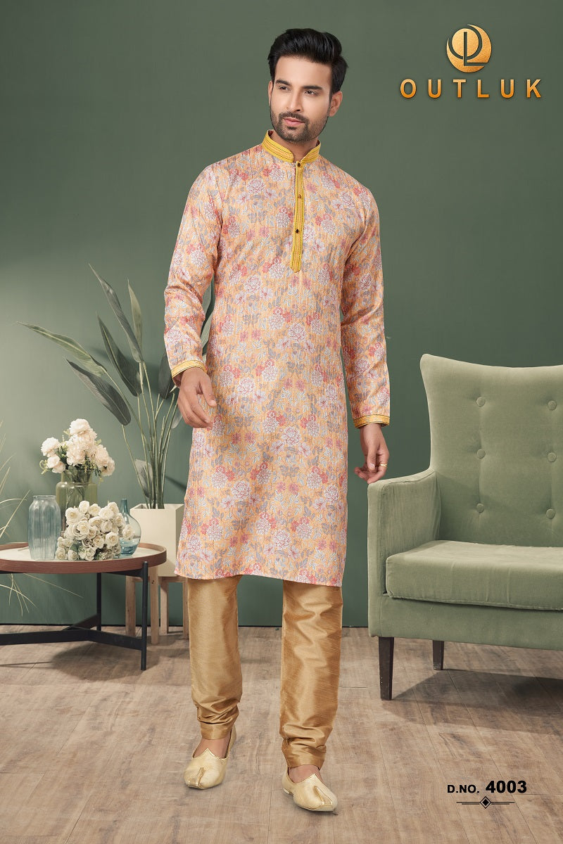 Cream Cotton Mens Kurta Pajama 4003