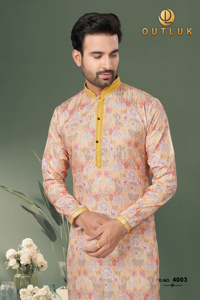 Cream Cotton Mens Kurta Pajama 4003