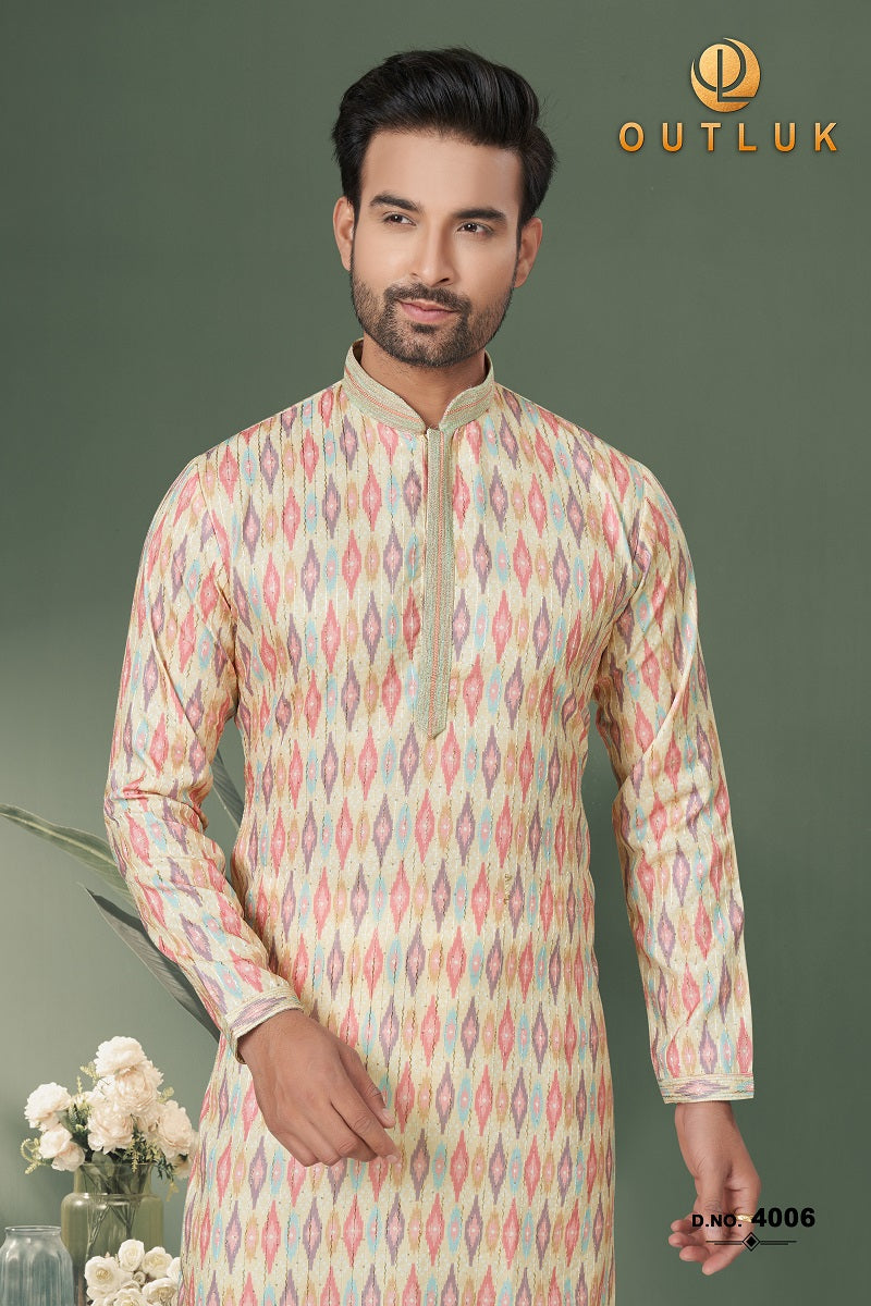 Peach Cotton Mens Kurta Pajama 4006