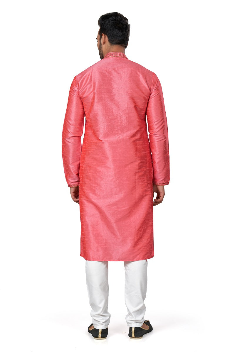 Pink Silk Mens Kurta Pajama 125004