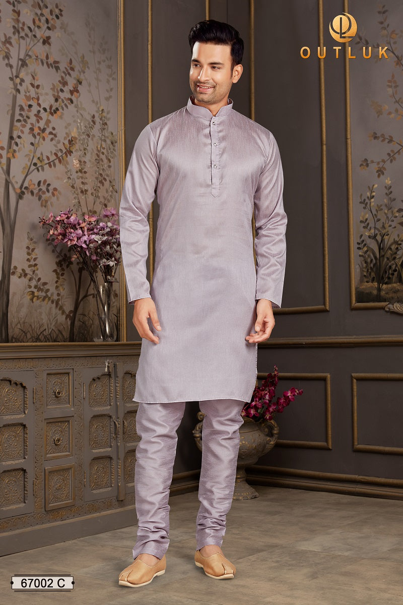 Lavender Silk Mastani Mens Kurta Pajama 67002 C