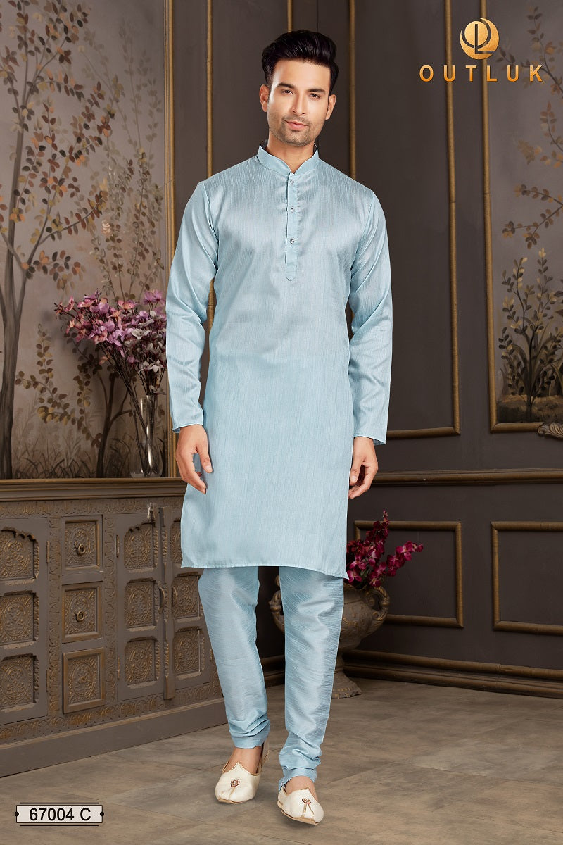 Sky Blue Silk Mastani Mens Kurta Pajama 67004 C