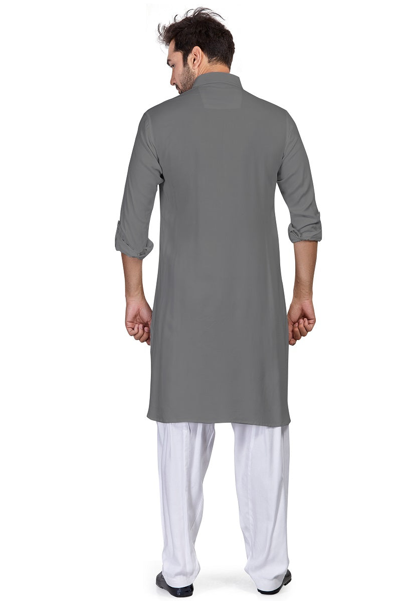 Grey Cotton Mens Pathani MSP001