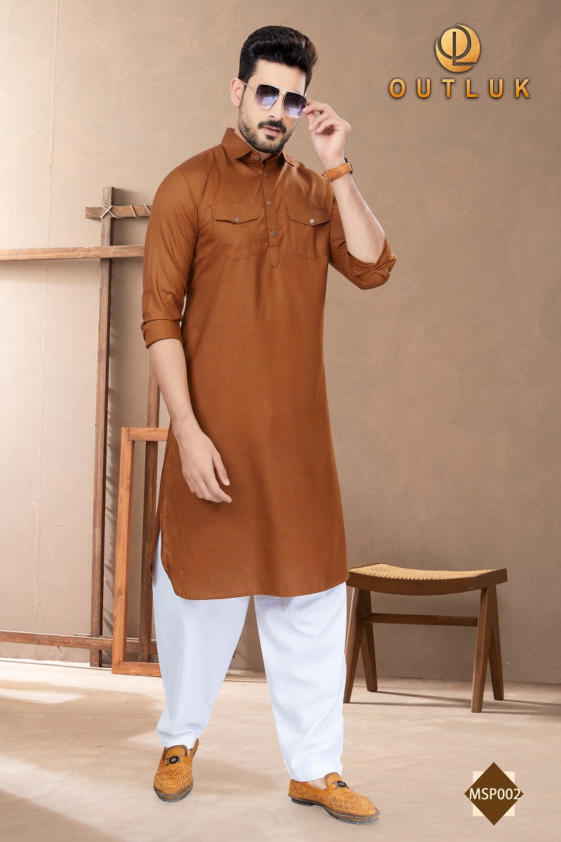 Light Brown Cotton Mens Pathani MSP002 New