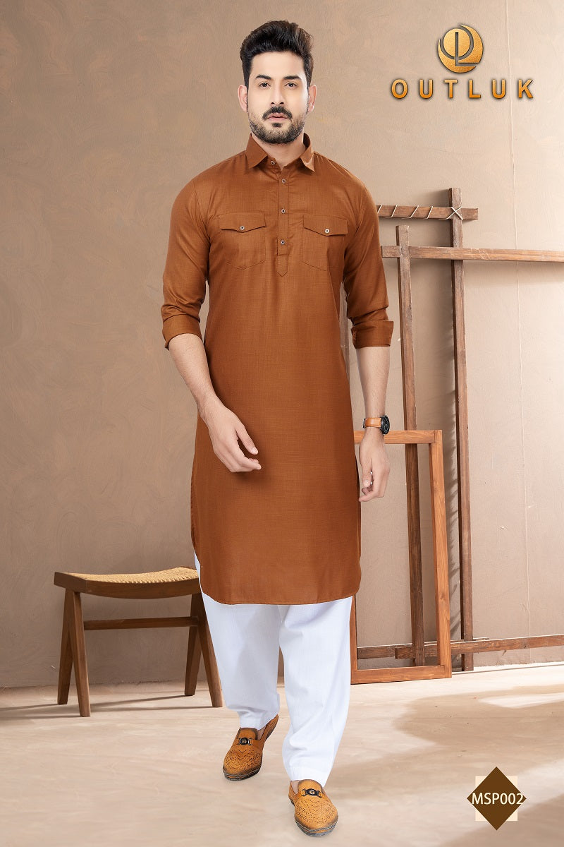 Light Brown Cotton Mens Pathani MSP002 New