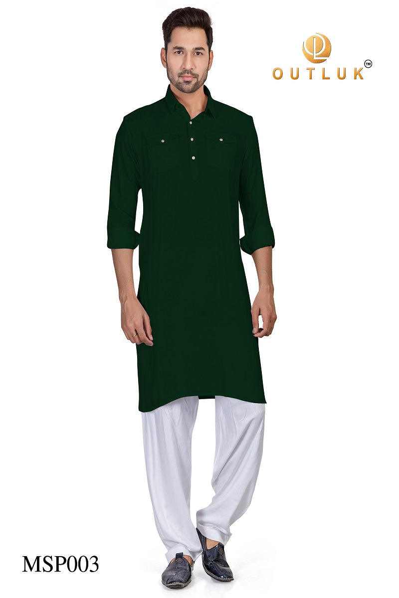 Green Cotton Mens Pathani MSP003