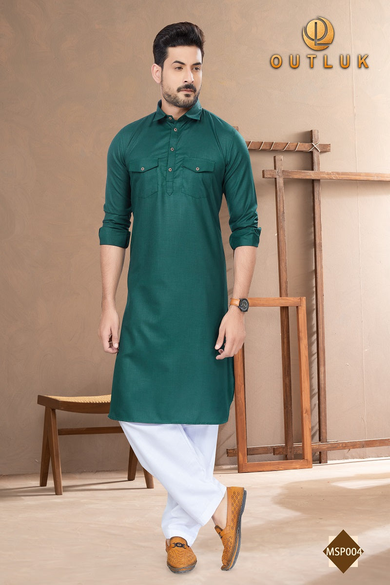 Bottle Green Cotton Mens Pathani MSP004 New