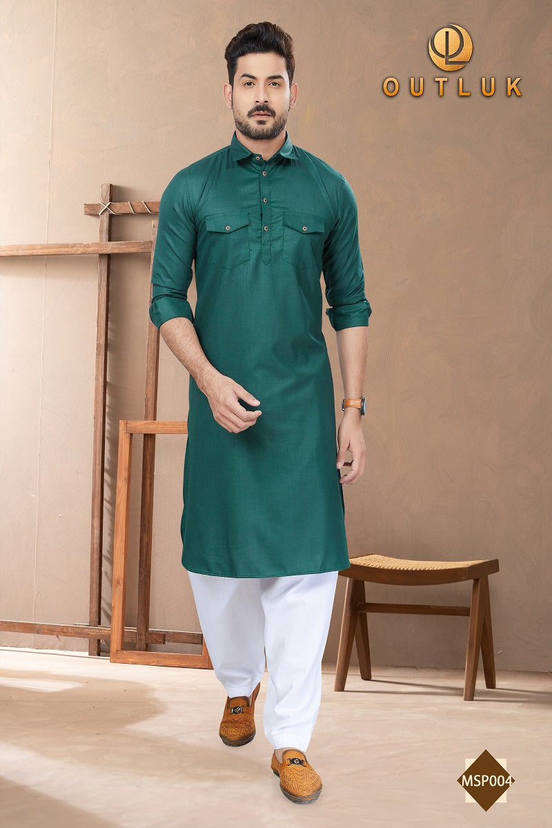 Bottle Green Cotton Mens Pathani MSP004 New