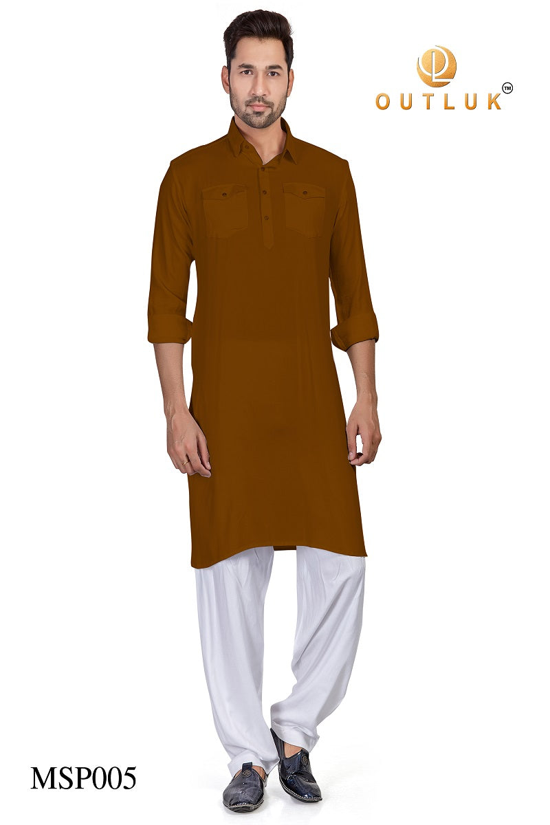 Dark Brown Cotton Mens Pathani MSP005