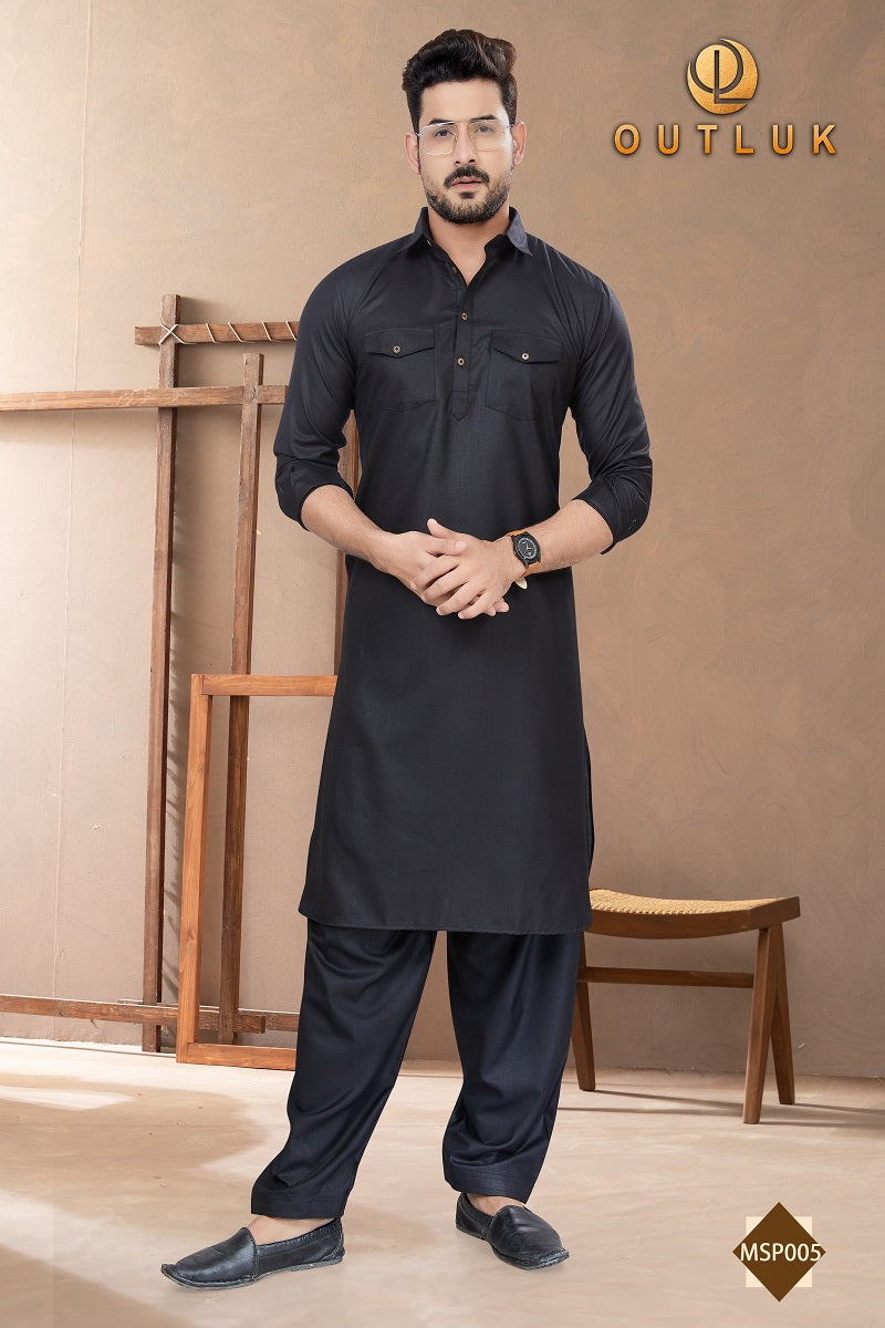 Black Cotton Mens Pathani MSP005 New