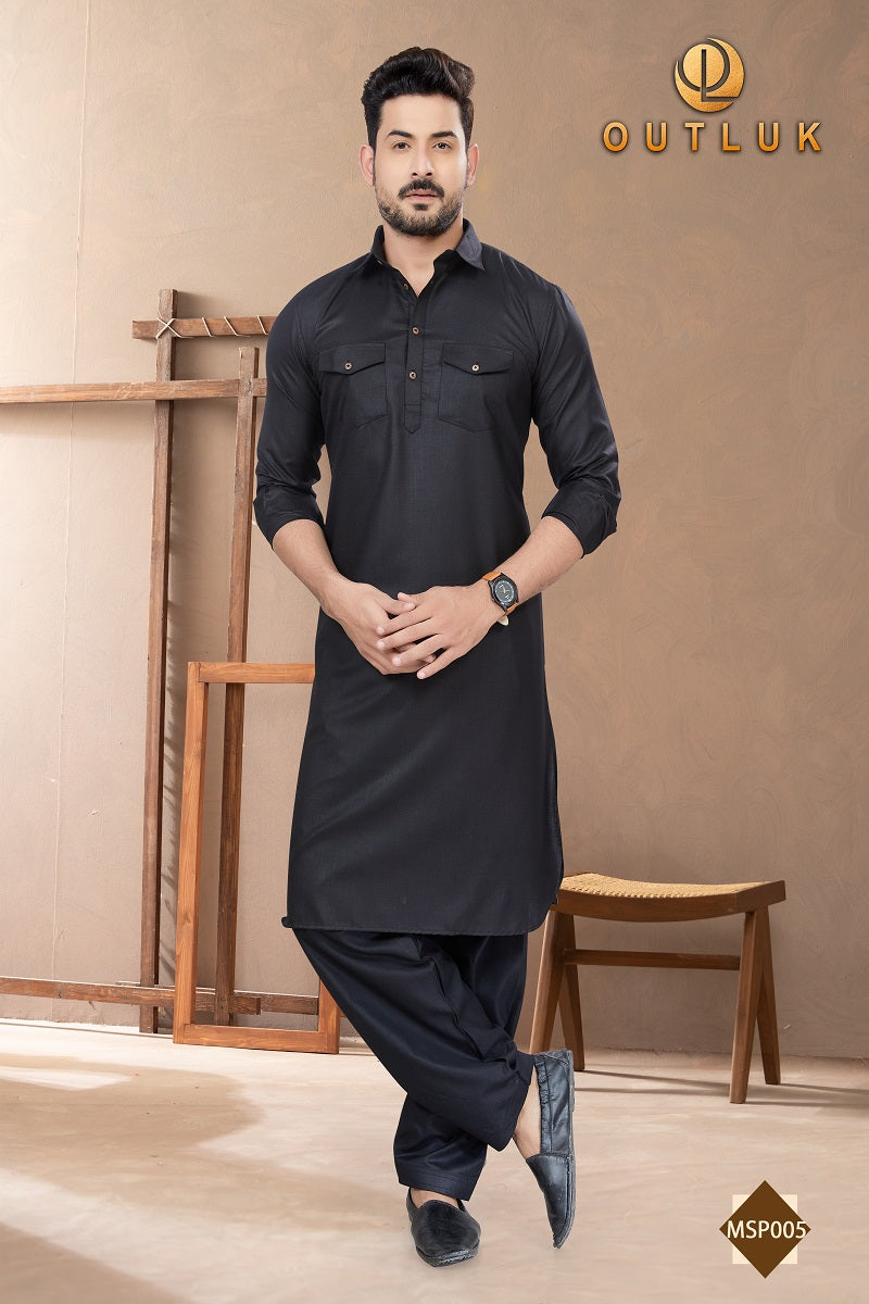 Black Cotton Mens Pathani MSP005 New