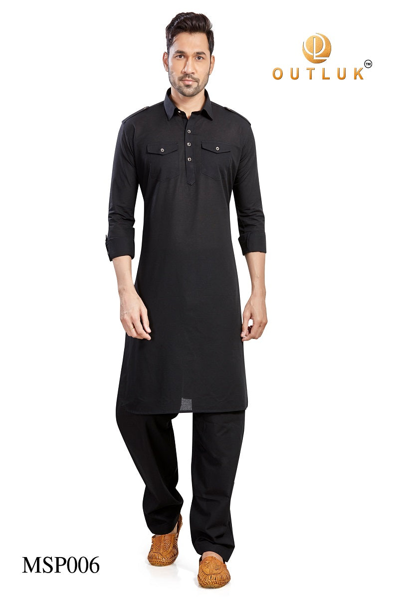 Black Cotton Mens Pathani MSP006