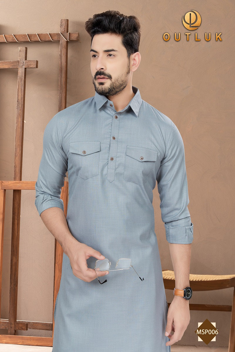 Gray Cotton Mens Pathani MSP006 New