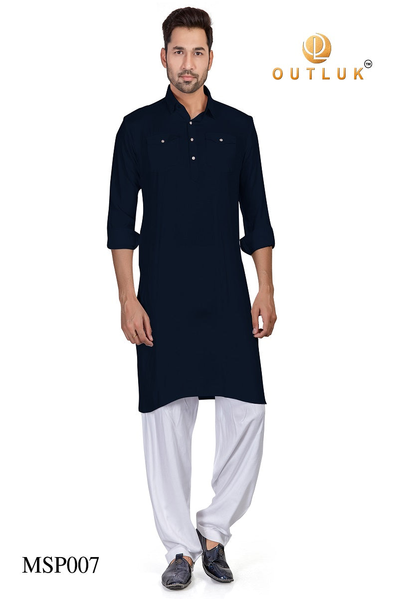 Blue Cotton Mens Pathani MSP007